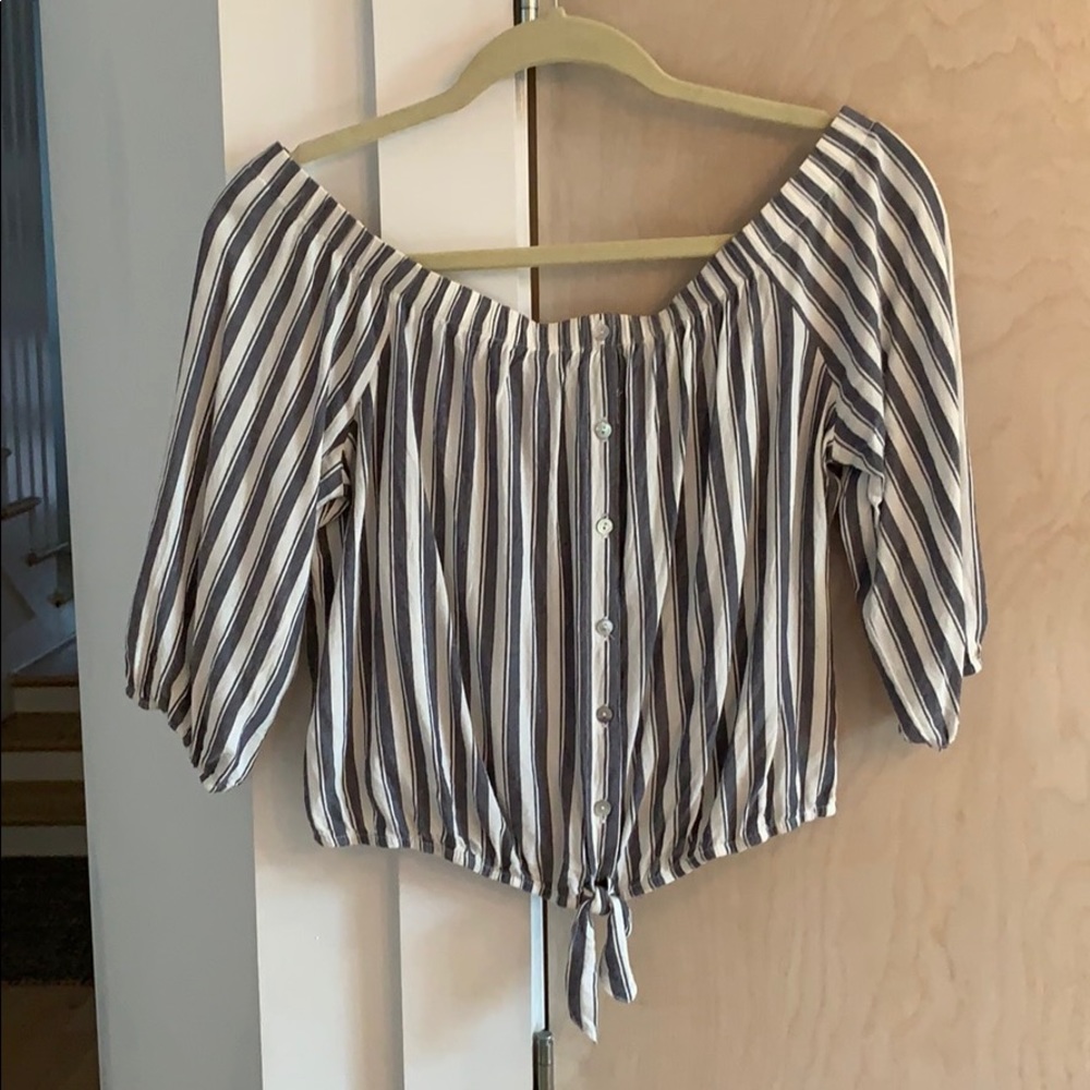 Striped off the shoulder top